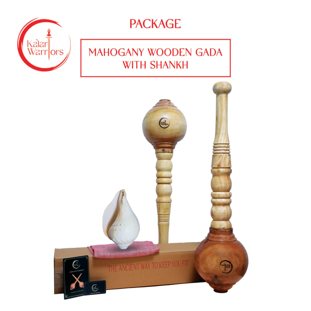 Wooden Gada For Exercise With Original Vamvarti Shankh Kalari Warriors